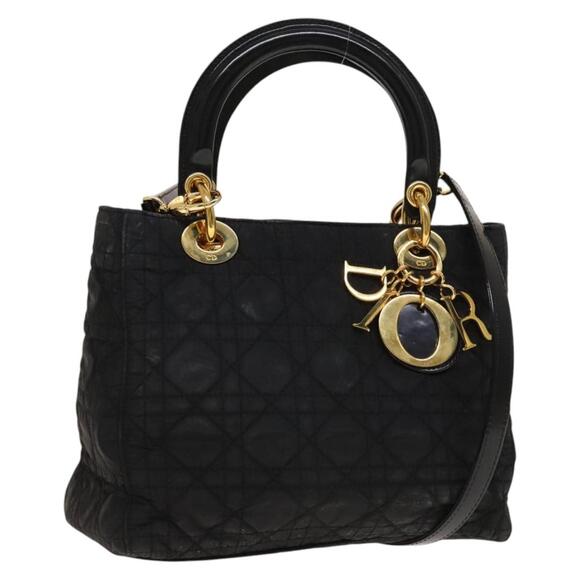 DIOR Canage Hand Bag Nylon Black Gold - Picture 1 of 13